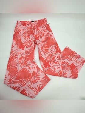 Gap Body Pajama Pants Women’s S Coral Palm Print Cotton Poplin Sleep Lounge NWT